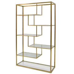 CDT2365-KS 1.2m Glass Shelving Unit - Gold Frame