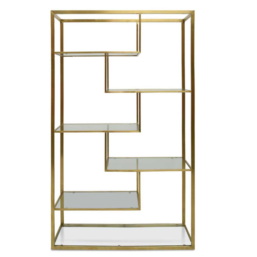 1.2m Glass Shelving Unit - Gold Frame - View 2