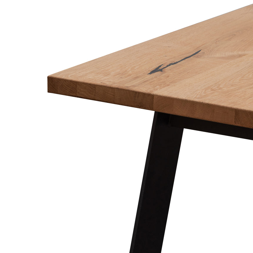 2.2m Straight Top Dining table - Rustic Oak Veneer - Metal Legs - View 4