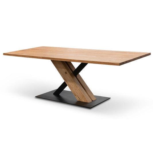 Ex Display - CDT2304-SI 2.2m Dining Table - Rustic Oak Venner - Wooden Metal base