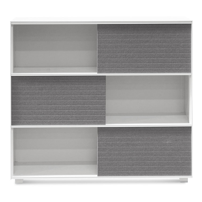 Inter-layered White Storage Cabinet - Grey Doors - View 3