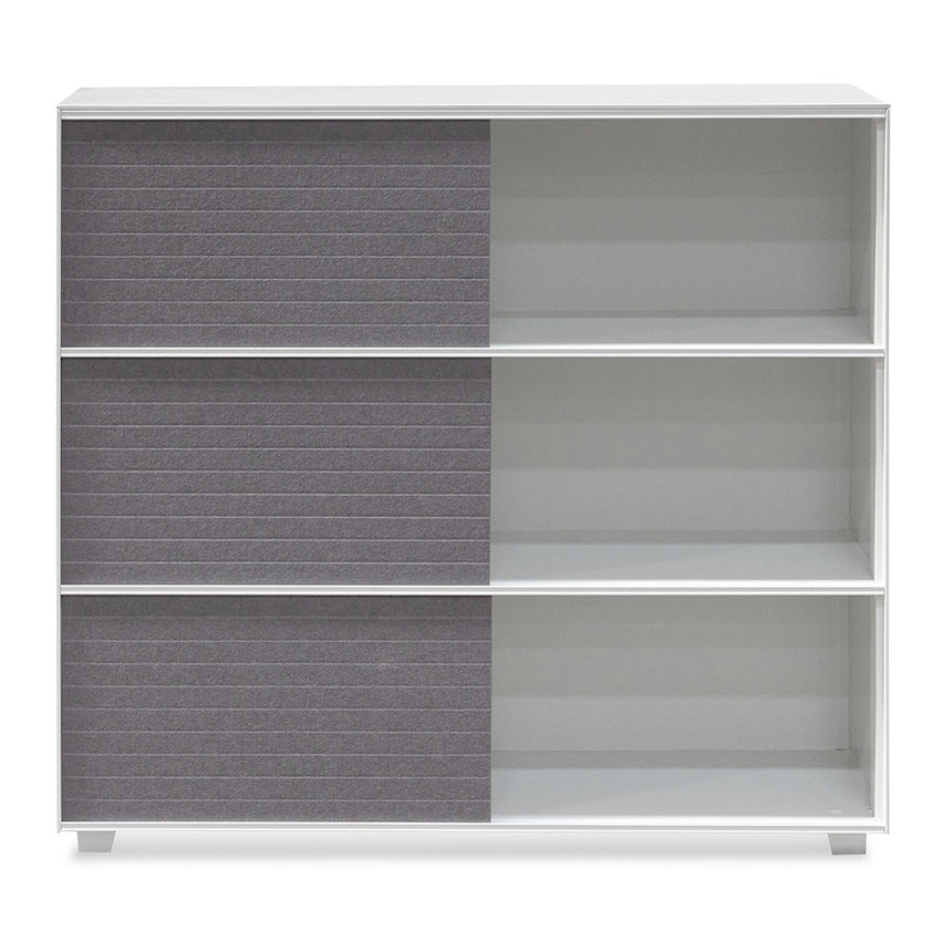 Inter-layered White Storage Cabinet - Grey Doors - View 4