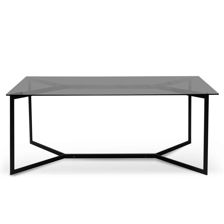 1.9m Grey Glass Dining Table - Black Base - View 2