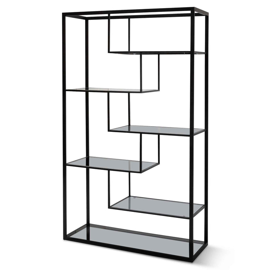 1.2m Grey Glass Shelving Unit - Black Frame - View 2