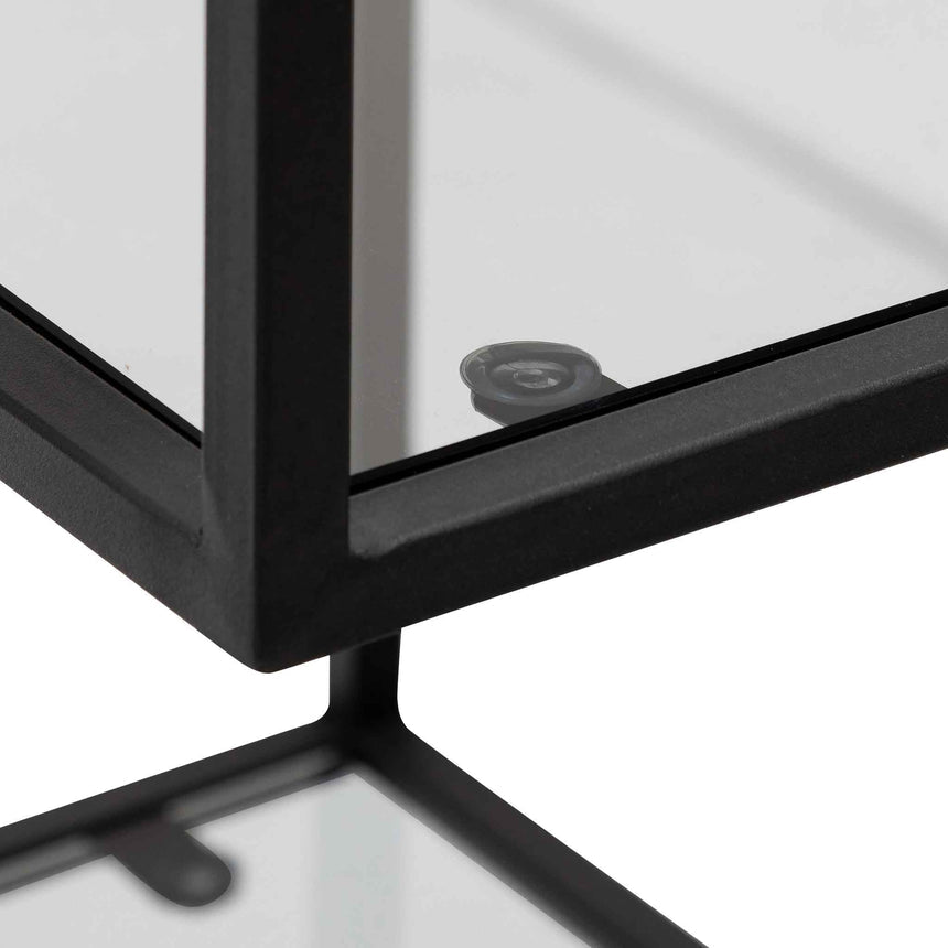 1.2m Grey Glass Shelving Unit - Black Frame - View 10