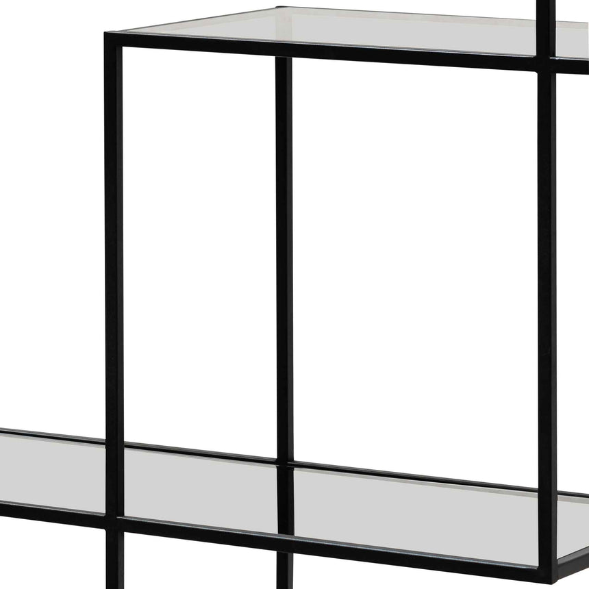 Grey Glass Small Shelving Unit - Black Frame - View 10