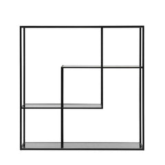 CDT6393-KS Grey Glass Small Shelving Unit - Black Frame