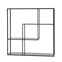 CDT6393-KS Grey Glass Small Shelving Unit - Black Frame