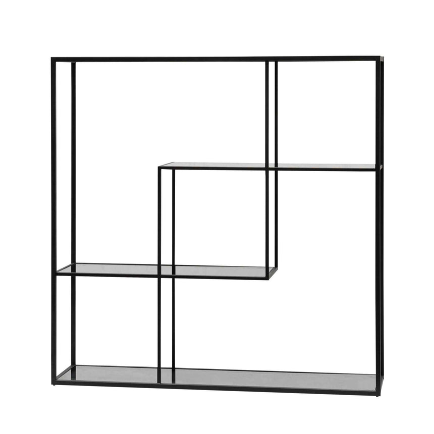 Grey Glass Small Shelving Unit - Black Frame - View 4