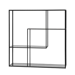 CDT6393-KS Grey Glass Small Shelving Unit - Black Frame