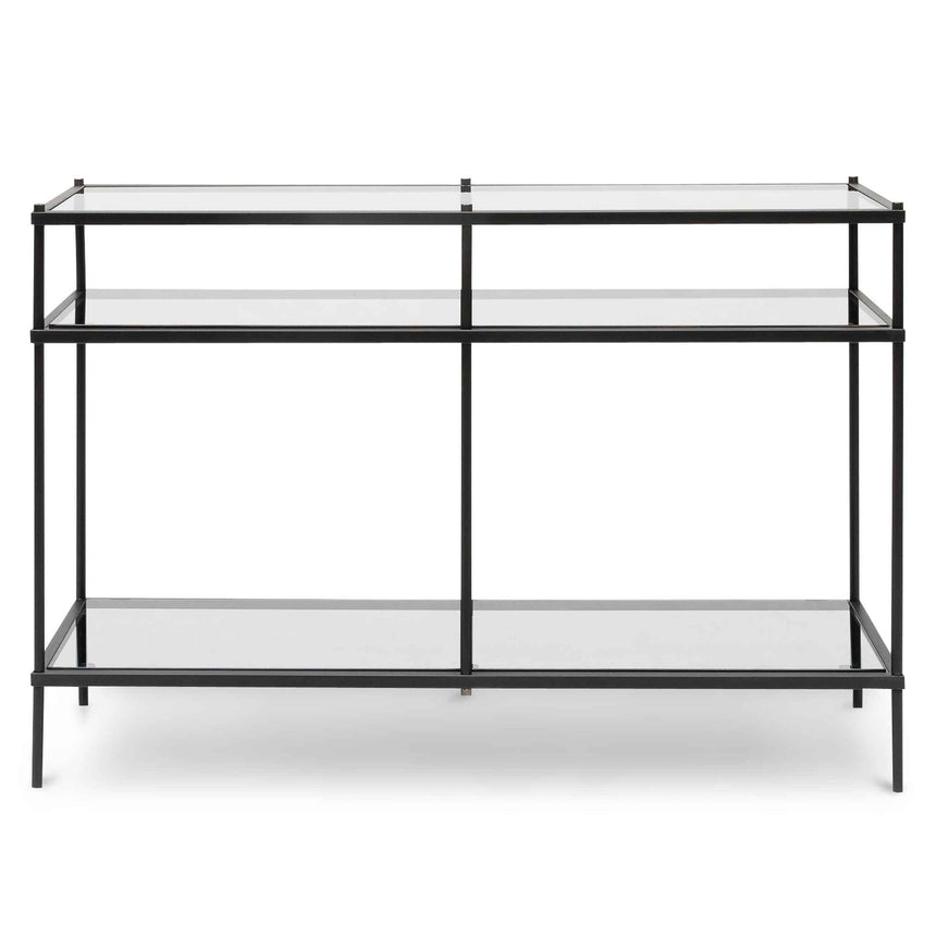1.2m Grey Glass Console Table - Black Base - View 2