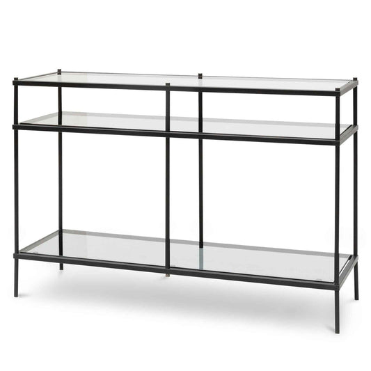 Ex Display - CDT6395-KS 1.2m Grey Glass Console Table - Black Base