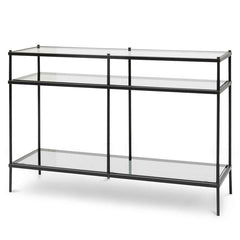 Ex Display - CDT6395-KS 1.2m Grey Glass Console Table - Black Base
