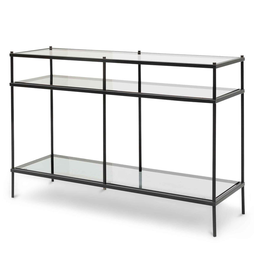 1.2m Grey Glass Console Table - Black Base - View 3