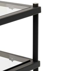 Ex Display - CDT6395-KS 1.2m Grey Glass Console Table - Black Base