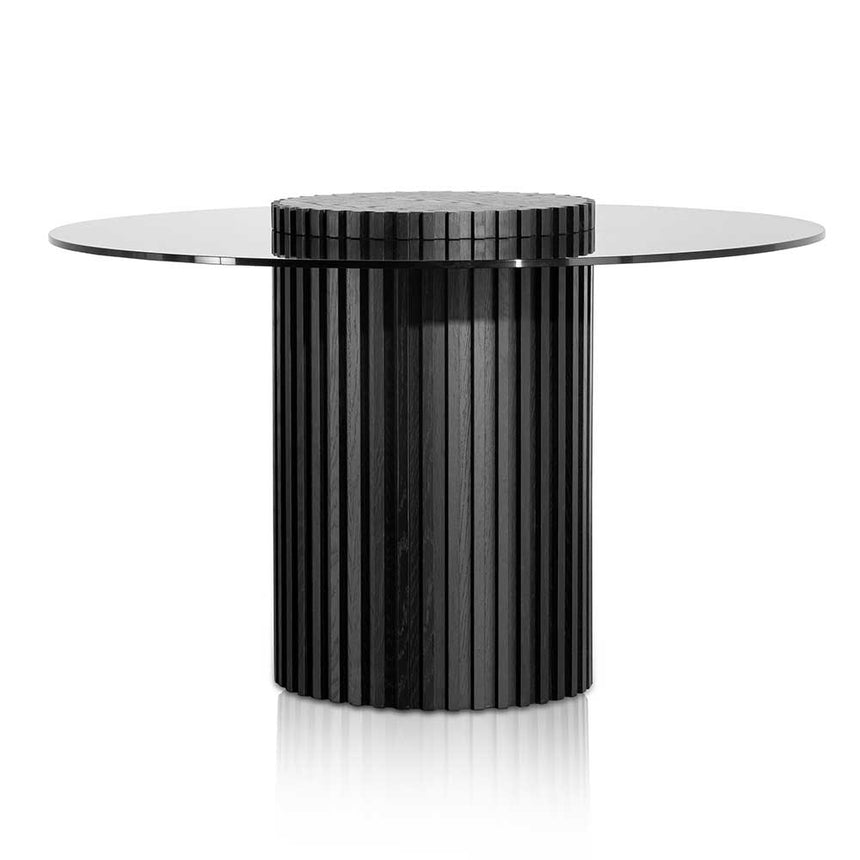 1.2m Grey Glass Round Dining Table - Black - View 3