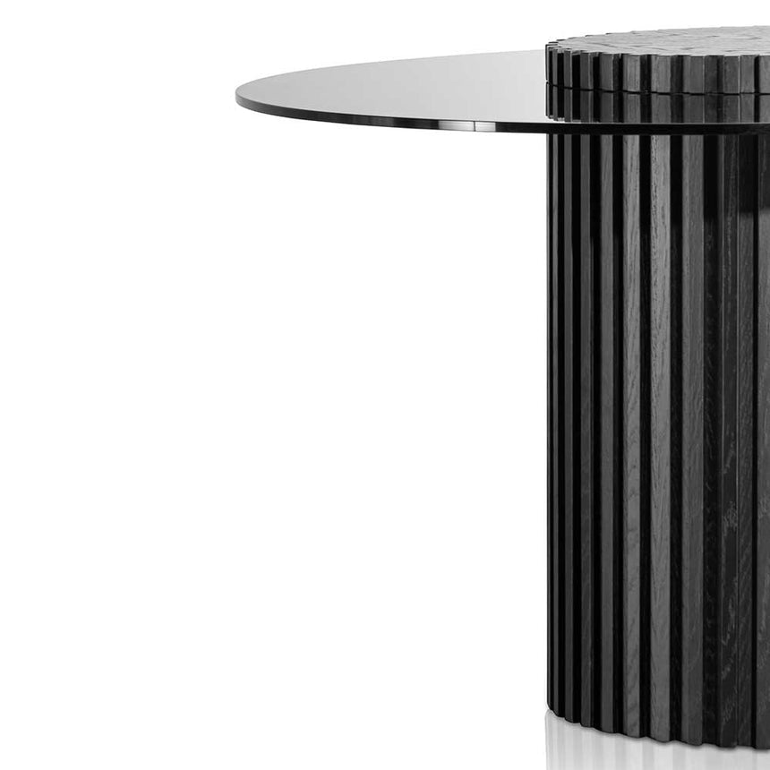 1.2m Grey Glass Round Dining Table - Black - View 4