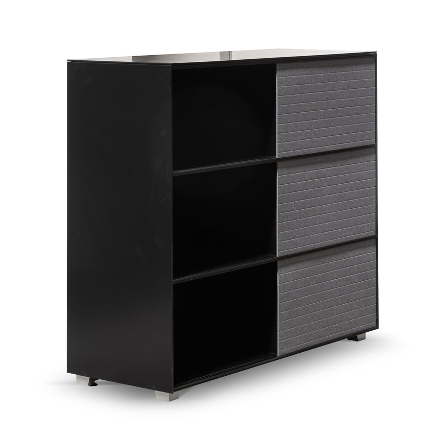 Inter-layered Black Storage Cabinet - Grey Doors - View 9
