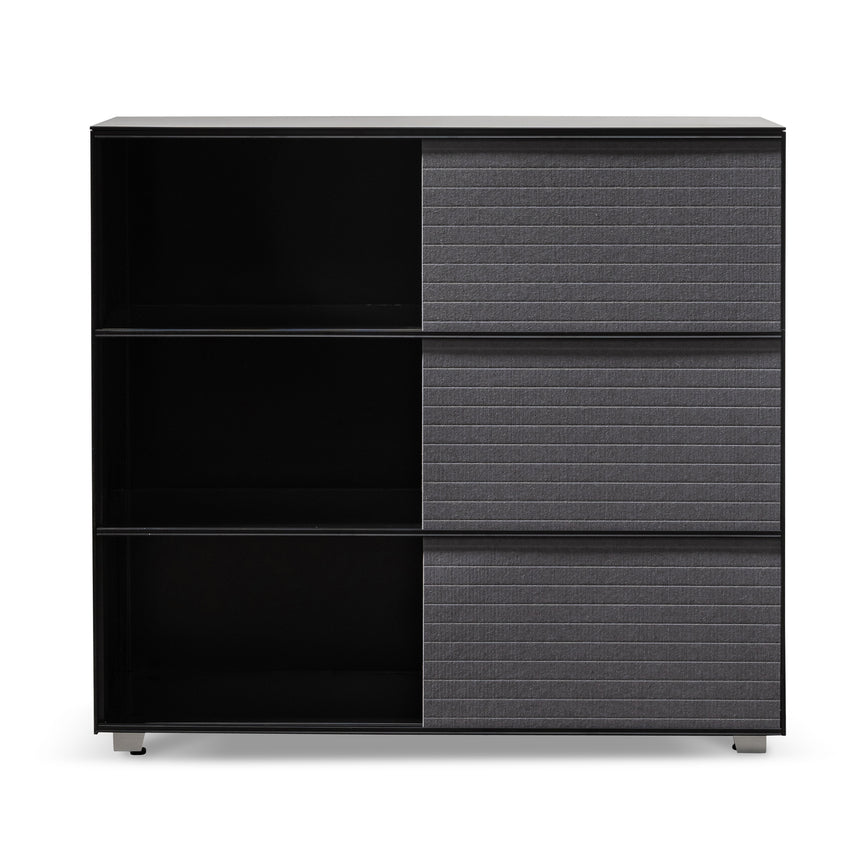 Inter-layered Black Storage Cabinet - Grey Doors - View 2