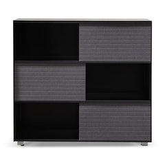 CDT6548-SN Inter-layered Black Storage Cabinet - Grey Doors