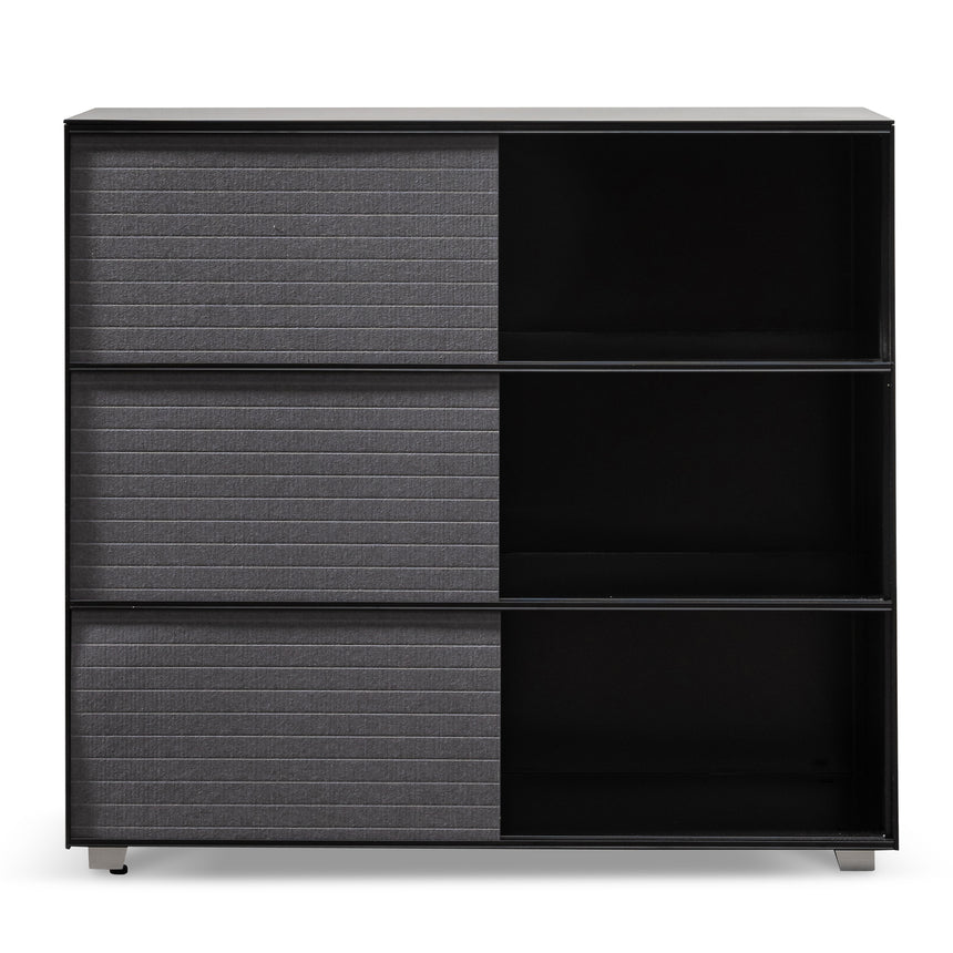 Inter-layered Black Storage Cabinet - Grey Doors - View 4