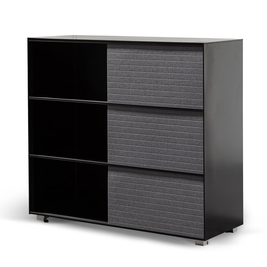 Inter-layered Black Storage Cabinet - Grey Doors - View 5