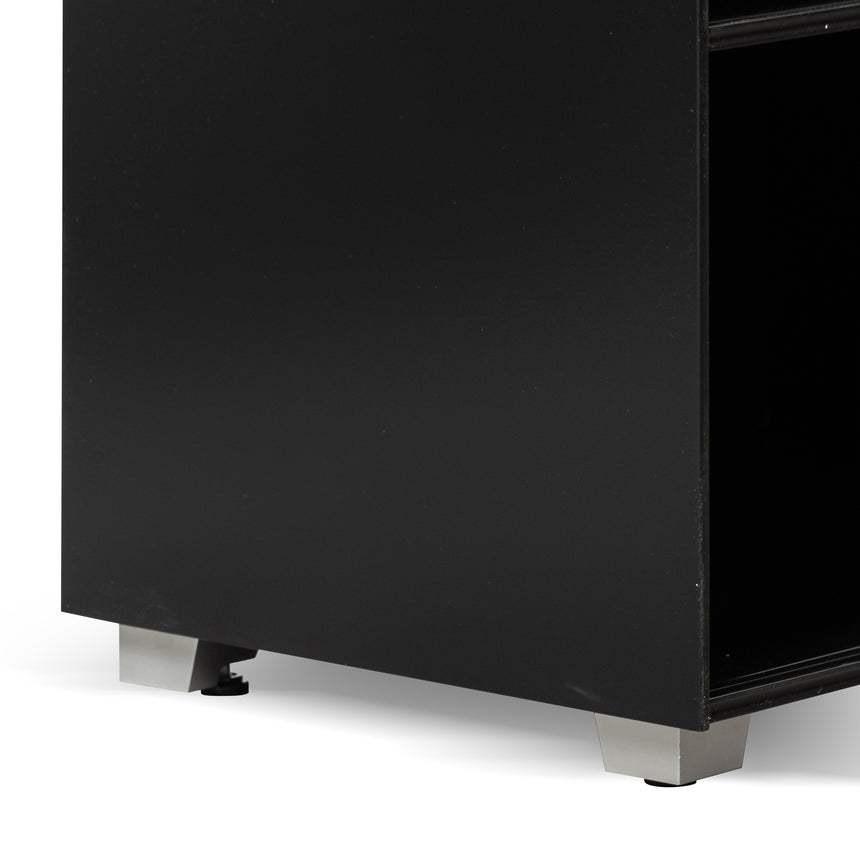 Inter-layered Black Storage Cabinet - Grey Doors - View 8