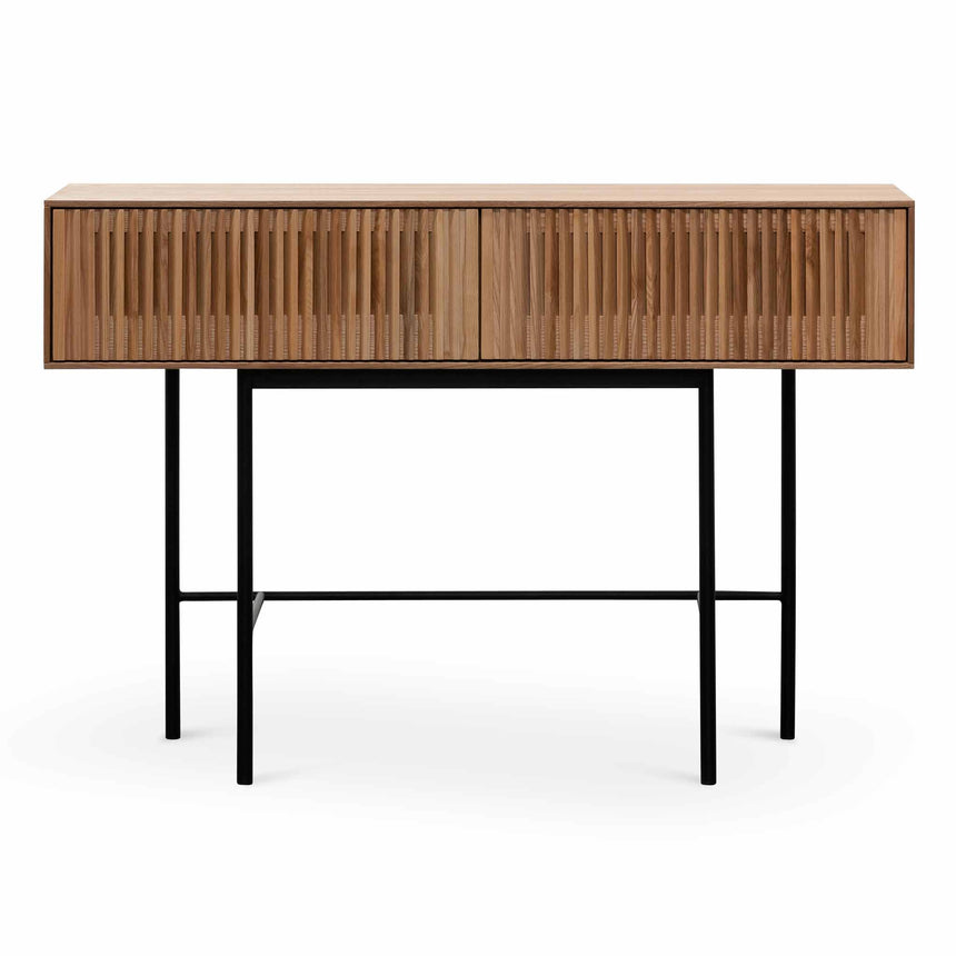 120cm Console Table - Natural with Black Legs - View 2