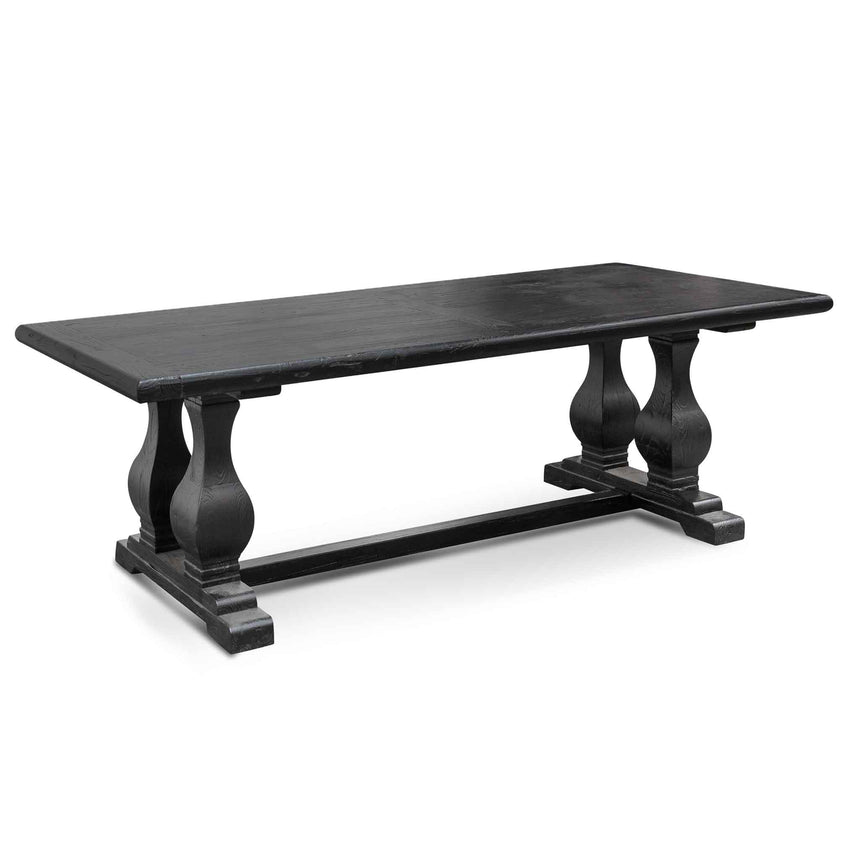 Elm Wood Dining Table 2.4m - Full Black - View 4