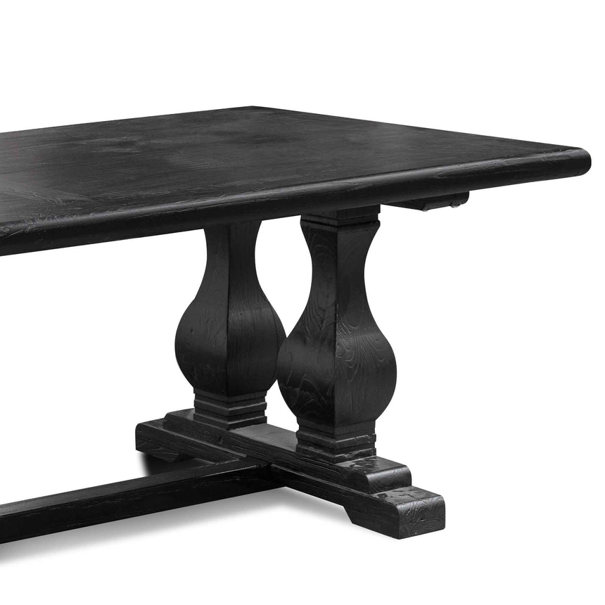 Elm Wood Dining Table 2.4m - Full Black - View 7