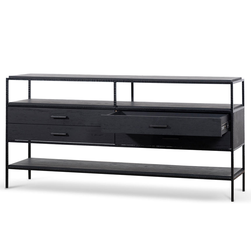 1.6m Sideboard Unit - Full Black - View 6
