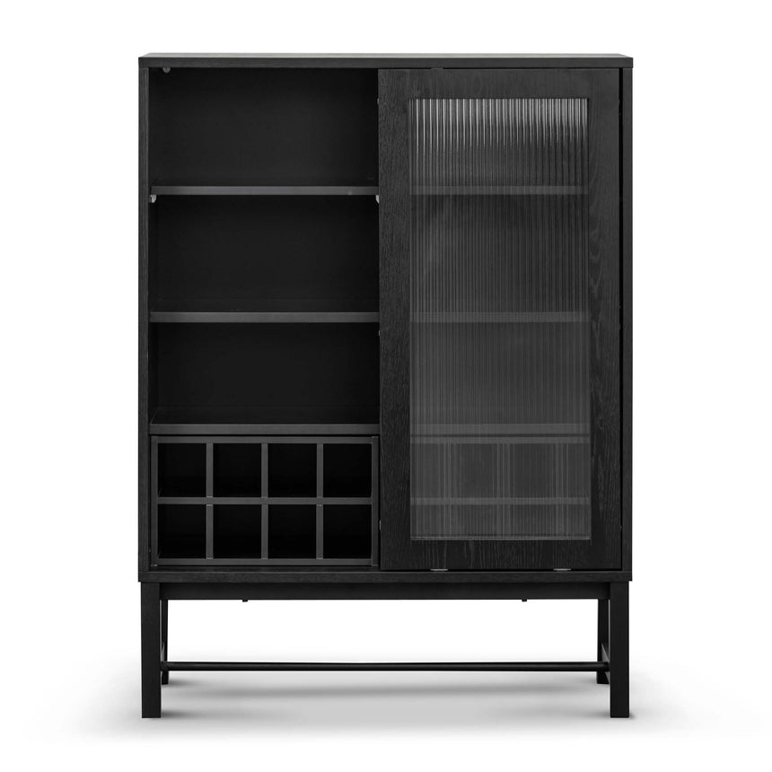 Black Bar Cabinet - Flute Glass Doors - View 4