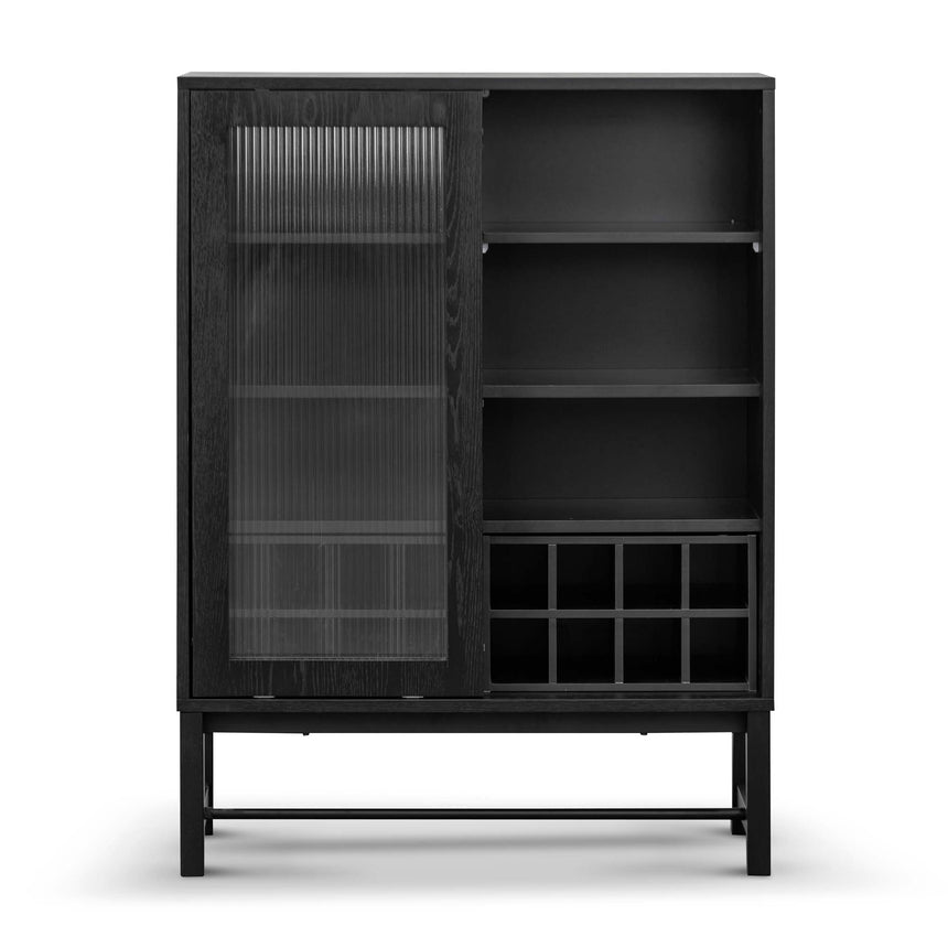 Black Bar Cabinet - Flute Glass Doors - View 3