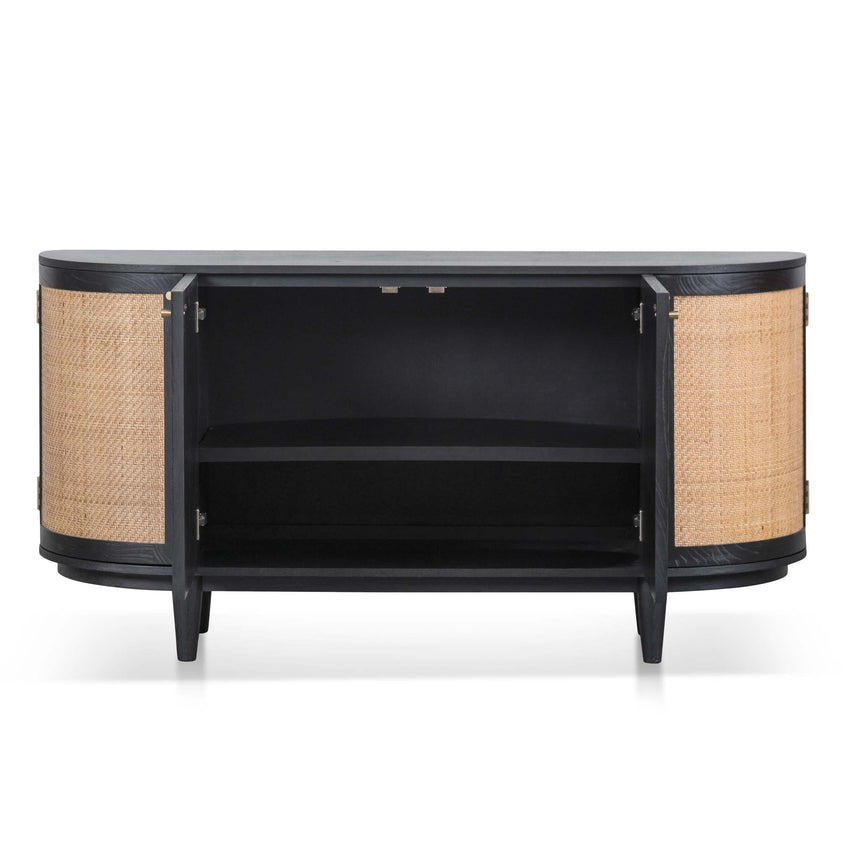 1.7m Black Elm Sideboard - Rattan Doors - View 4