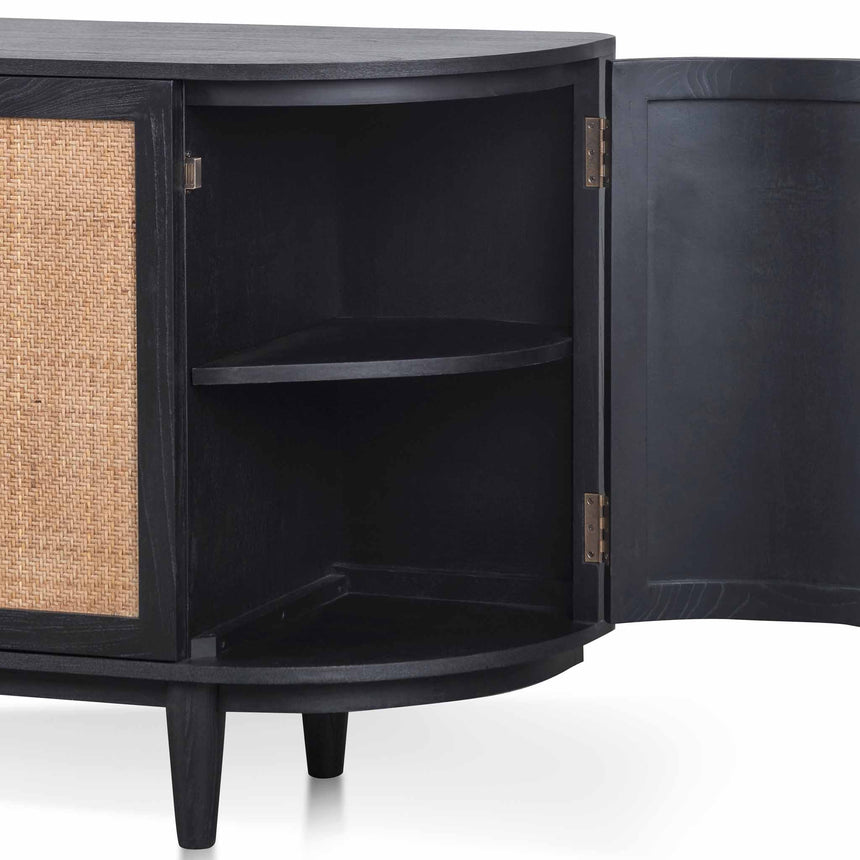 1.7m Black Elm Sideboard - Rattan Doors - View 5