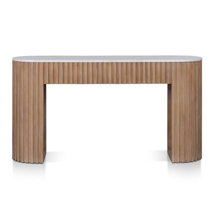 1.6m White Marble Console Table - Natural - View 2