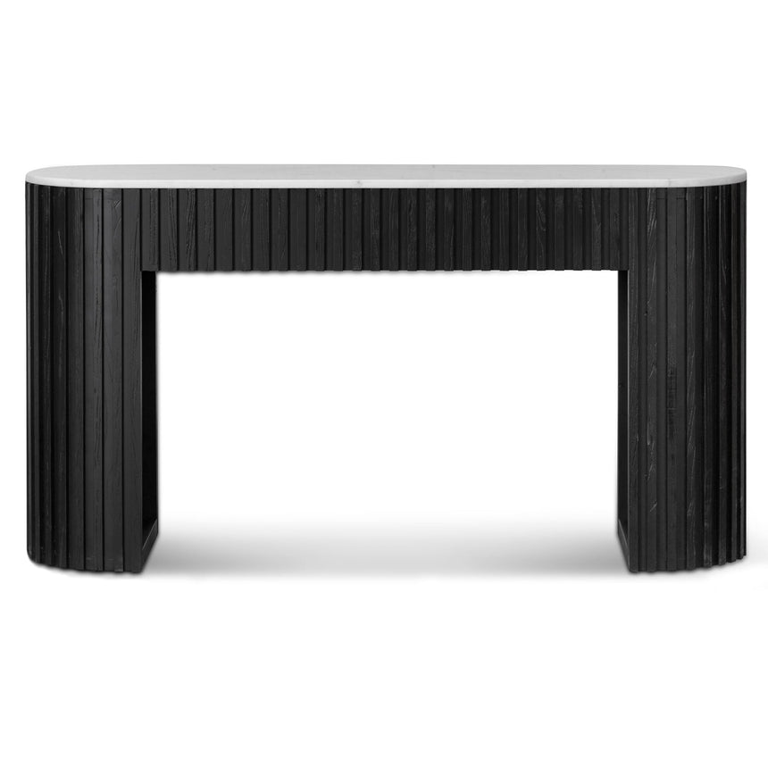 1.5m White Marble Console Table - Black - View 2