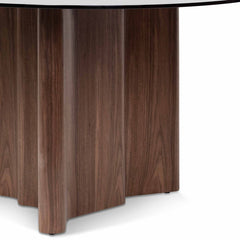 Ex display - CDT6922-BB 1.5m Round Glass Dining Table - Walnut