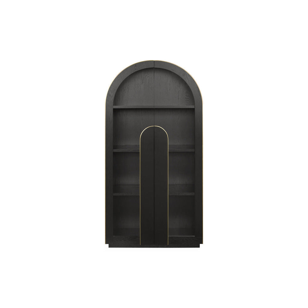2m (H) Glass Cabinet - Textured Espresso Black - View 2