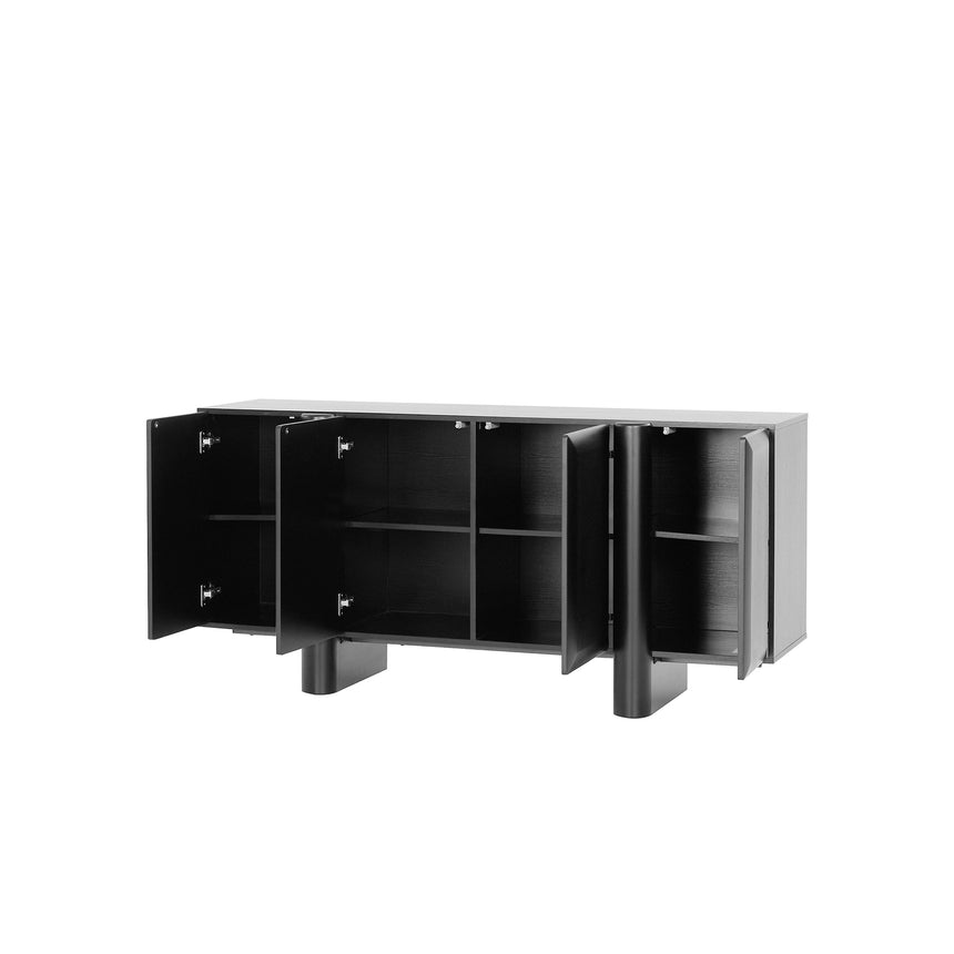 1.6m Sideboard Unit - Full Black - View 3