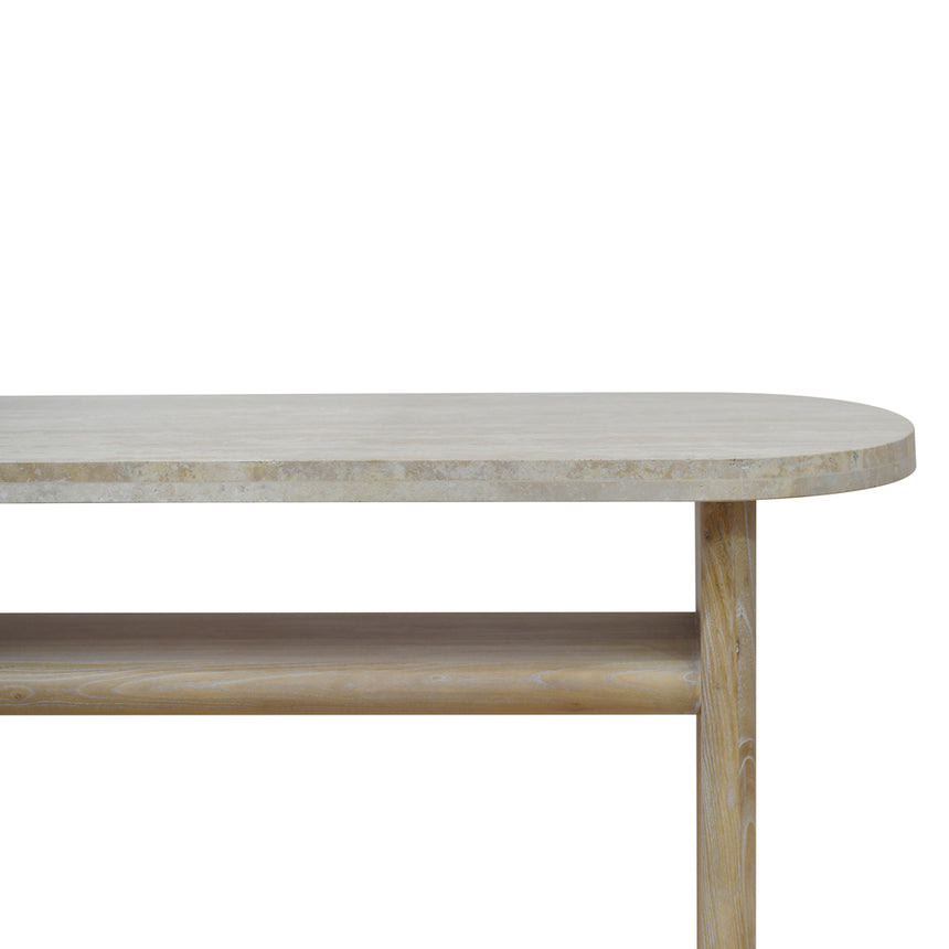 Travertine Marble 1.22m Console Table - White Wash - View 9