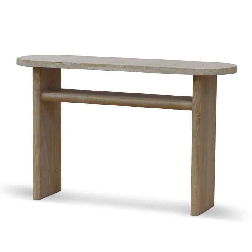 Travertine Marble 1.22m Console Table - White Wash - View 6