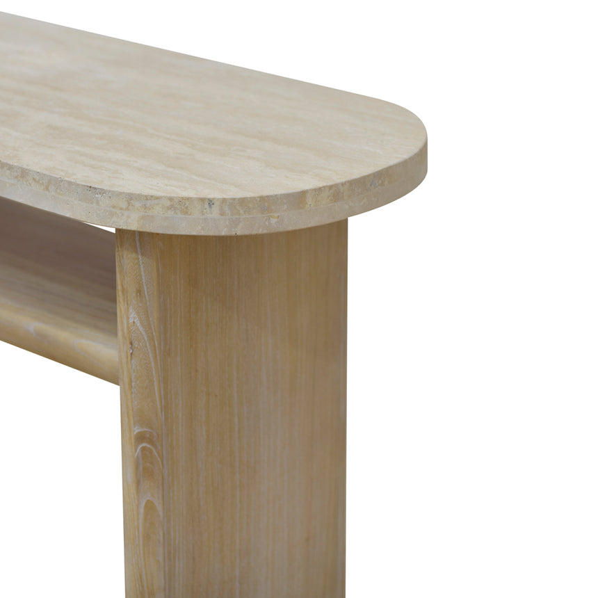 Travertine Marble 1.22m Console Table - White Wash - View 13