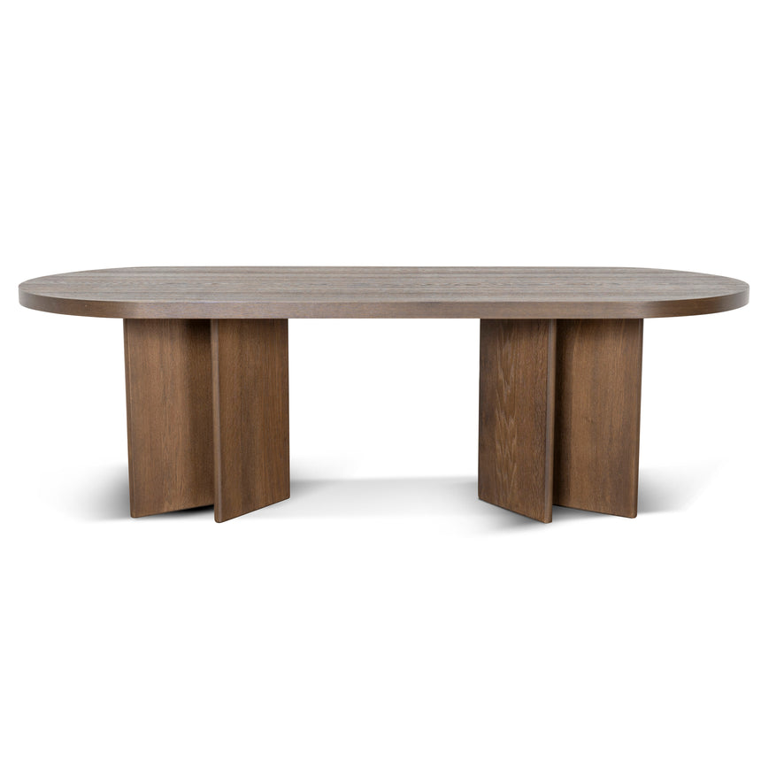 2.4m Pill Shape Dining Table - Caramel Oak - View 2
