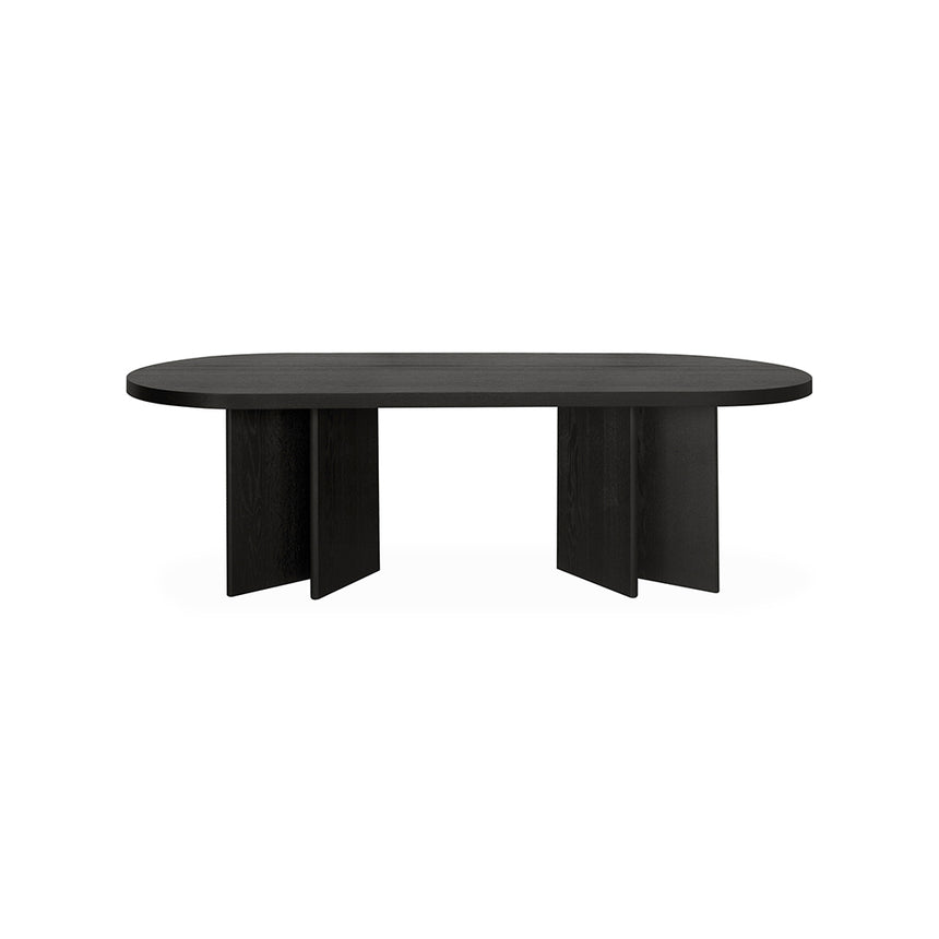 2.4m Pill Shape Dining Table - Textured Espresso Black - View 2