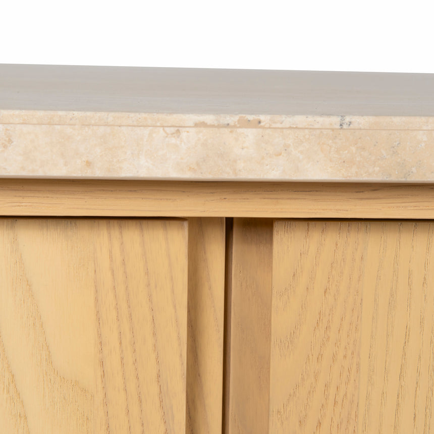 2.1m Travertine Top Sideboard Unit - Creme Ash - View 11