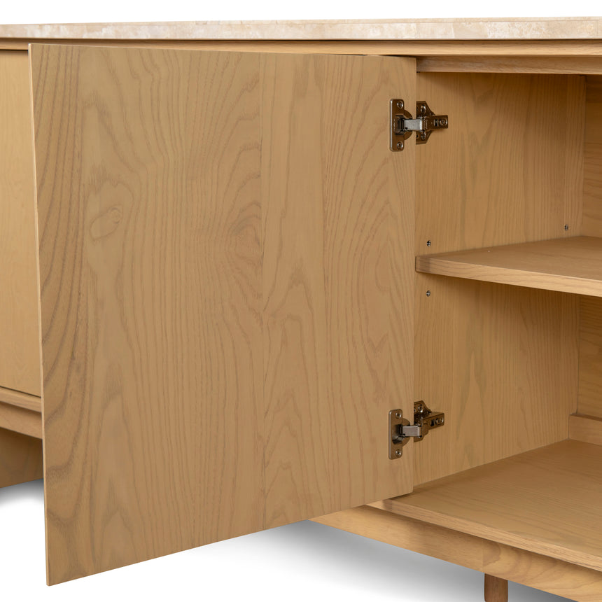 2.1m Travertine Top Sideboard Unit - Creme Ash - View 12