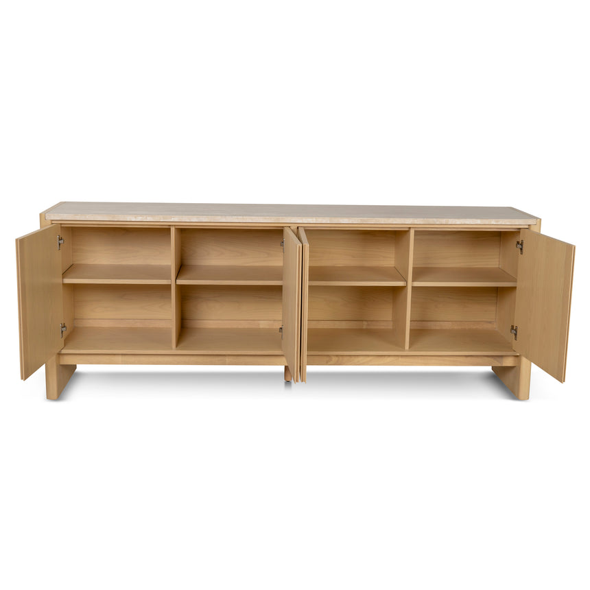 2.1m Travertine Top Sideboard Unit - Creme Ash - View 4