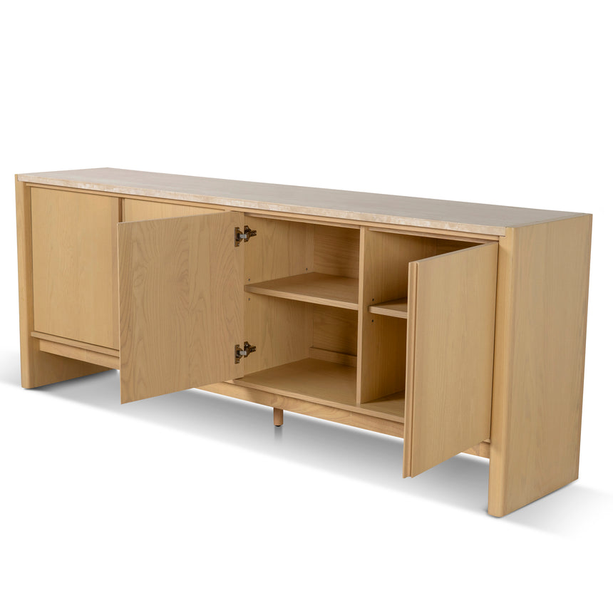 2.1m Travertine Top Sideboard Unit - Creme Ash - View 5