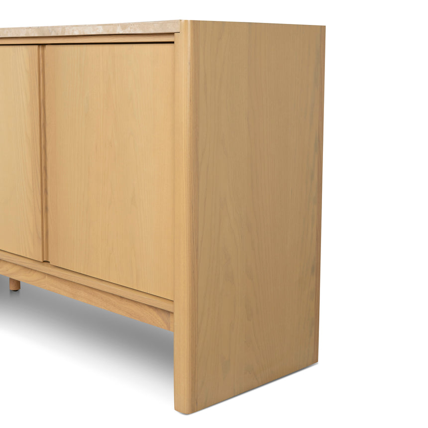 2.1m Travertine Top Sideboard Unit - Creme Ash - View 7